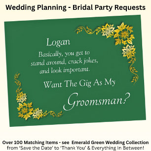 Vill du vara min bestman? Smaragdgrön & Guld