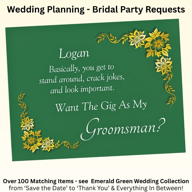 Vill du vara min bestman? Smaragdgrön & Guld (Skapare uppladdad)