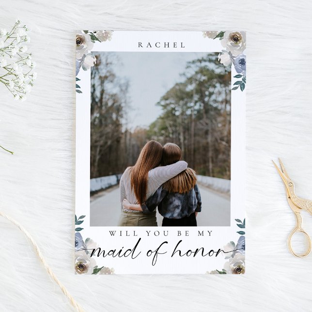 Vill du vara min blå ros-foto för brudtärna vykort (Skapare uppladdad)