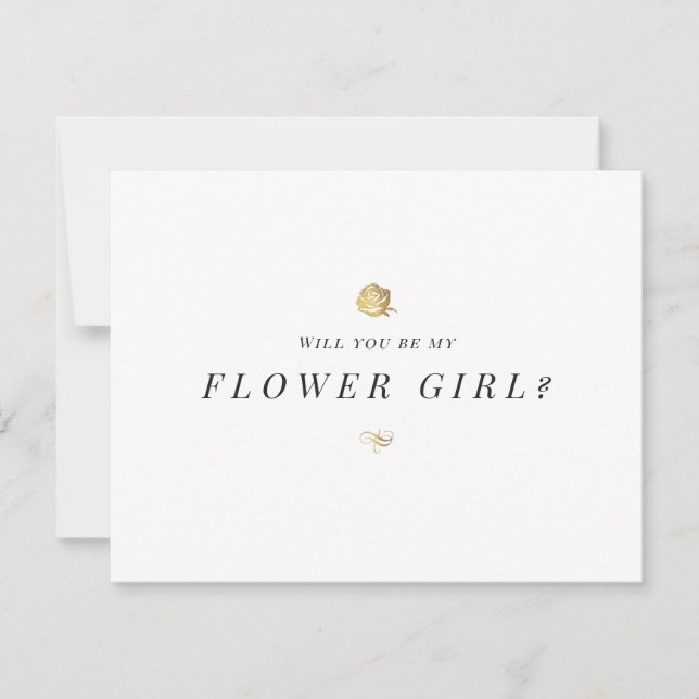 Vill du vara min blomsterflicka blomster minimalis inbjudningar (Framsida)