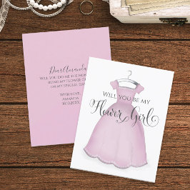 Vill du vara min blomsterflicka Bröllop Söt Rosa K Kort