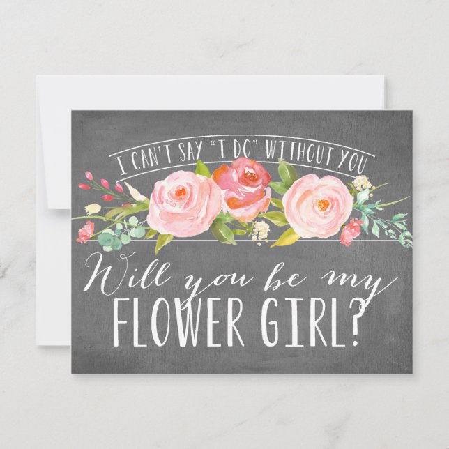 Vill du vara min blomsterflicka | Brudtärna Inbjudningar (Framsida)