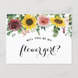 "Vill du vara min blomsterflicka?" förfrågningskor Meddelande Vykort
