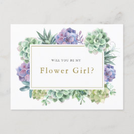 "Vill du vara min blomsterflicka?" förfrågningskor Meddelande Vykort