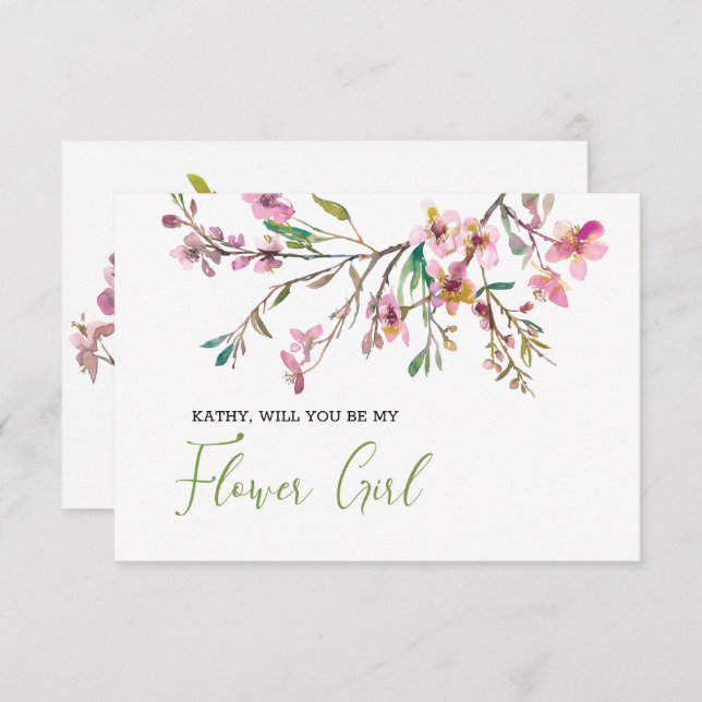 Vill du vara min blomsterflicka Körsbärsblom  (Fram/baksida)