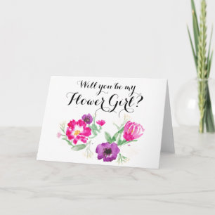 Vill du vara min blomsterflicka-kort inbjudan