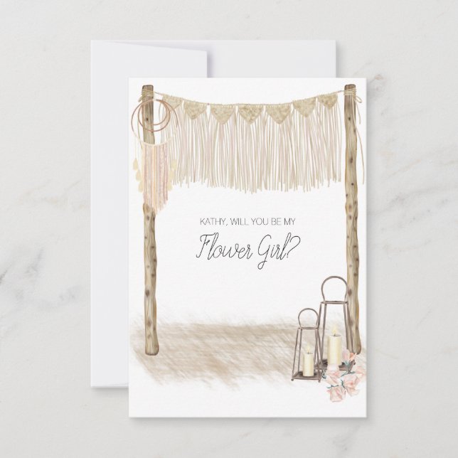 Vill du vara min blomsterflicka Modern Boho Rosa (Framsida)