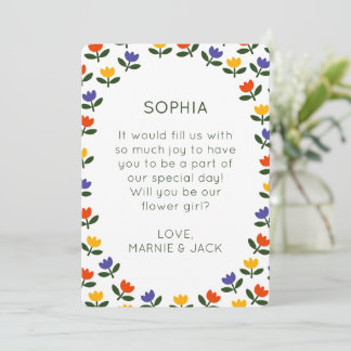 Vill du vara min blomsterflicka? Modern Tulpan För Kort