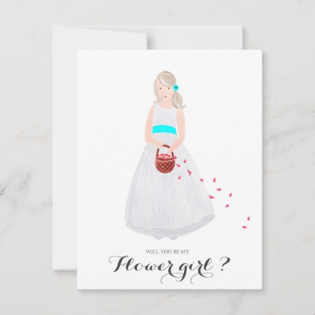 Vill du vara min blomsterflicka personlig kort (Framsida)