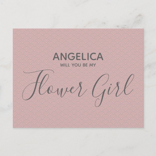 Vill du vara min blomsterflicka Pretty Pink Patter Inbjudan Vykort (Framsida)