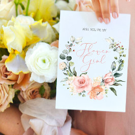 Vill du vara min blomsterflicka Rosa Blommönster S Inbjudan Vykort