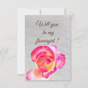Vill du vara min blomsterflicka rosa inbjudan vyko