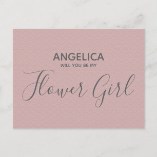 Vill du vara min blomsterflicka Rosa mönster Inbjudan Vykort