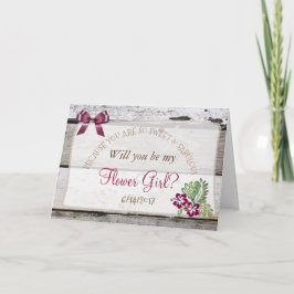 Vill du vara min blomsterflicka Rustic Burgundy Ko Inbjudan