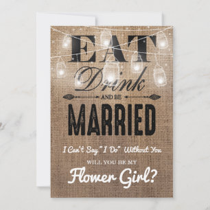 Vill du vara min blomsterflicka?   Rustik brudtärn Inbjudningar