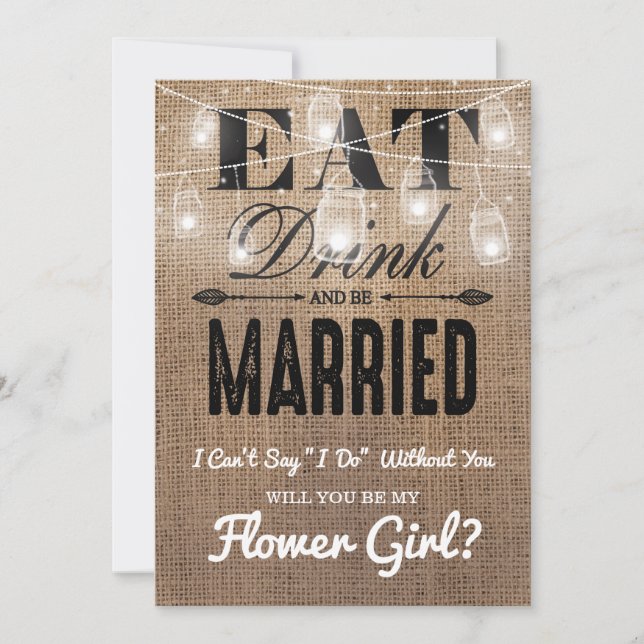 Vill du vara min blomsterflicka? | Rustik brudtärn Inbjudningar (Framsida)