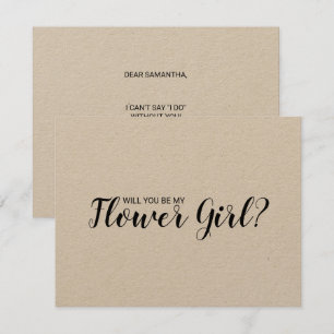 Vill du vara min blomsterflicka? Rustikt kraftpapp Inbjudningar