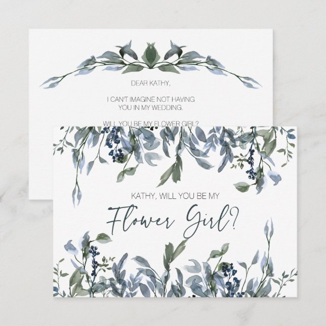 Vill du vara min blomsterflicka Sage Silvergrön (Fram/baksida)