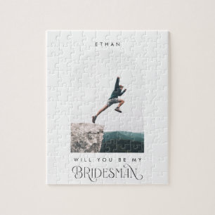 Vill du vara min Bridesman Minimal Foto Modern Båg Pussel