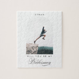 Vill du vara min Bridesman Minimal Foto Modern Båg Pussel