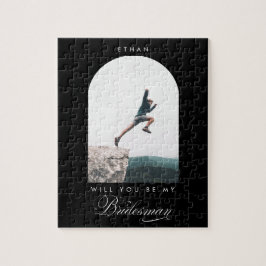 Vill du vara min Bridesman Minimal Foto Modern Båg Pussel