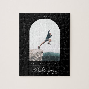 Vill du vara min Bridesman Minimal Foto Modern Båg Pussel