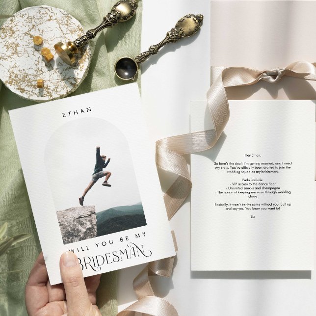 Vill du vara min Bridesman Minimalistisk Foto Mode Inbjudningar (Skapare uppladdad)
