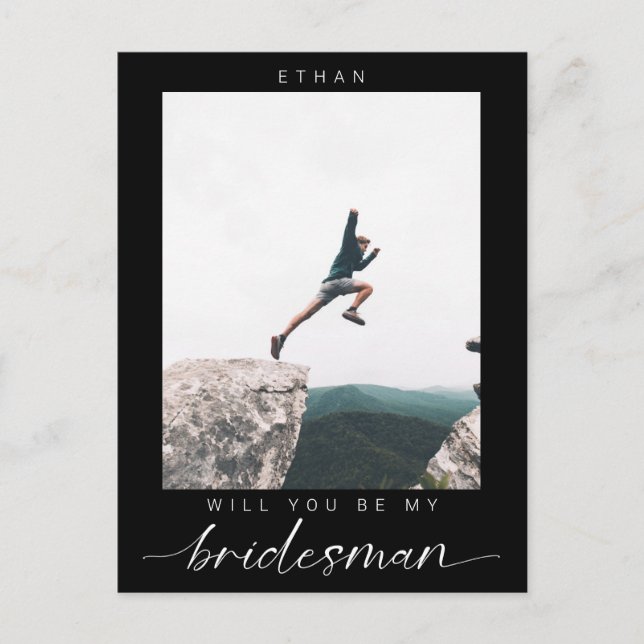 Vill du vara min Bridesman Minimalistisk Foto Mode Vykort (Framsida)