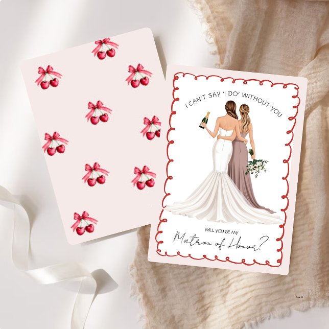 Vill du vara min bröllopsdama? Flickor i brudklänn Inbjudningar (Skapare uppladdad)