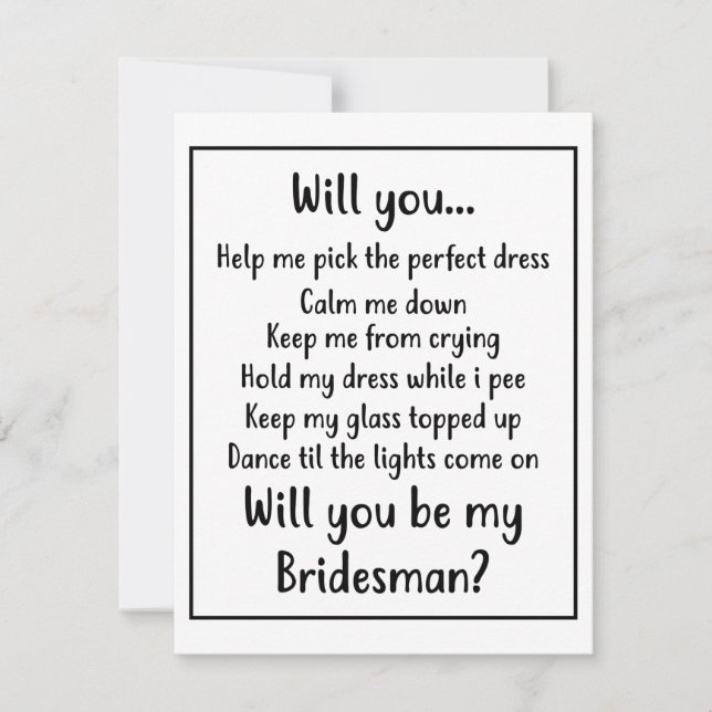 Vill du vara min Brudsmann Anteckningskort (Framsida)