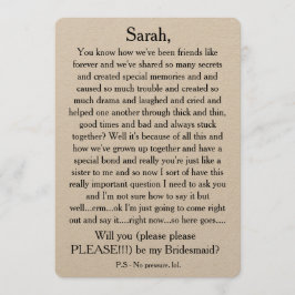 Vill du vara min brudtärna? Anpassat textkort Inbjudningar