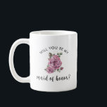 Vill du vara min brudtärna förfrågan kaffemugg<br><div class="desc">Överraska din **bästa vän** eller **syster** med ett hjärtligt och elegant **brudtjänsteförslag** med hjälp av denna charmiga blomsterdekorerade kaffemugg! Prydd med ömtåliga vintage rosa rosor och graciös script kalligrafi, är denna mugg det perfekta sättet att fråga, **"Vill du vara min brudtjänst?"** i en meningsfull och tidlös stil. Designad med en...</div>