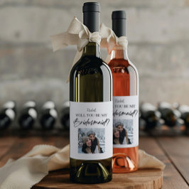 Vill du vara min brudtärna Förslag Anpassad bild Vinflaska Etikett