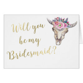 Vill du vara min brudtjänare Boho ko skalle guld t OBS Kort