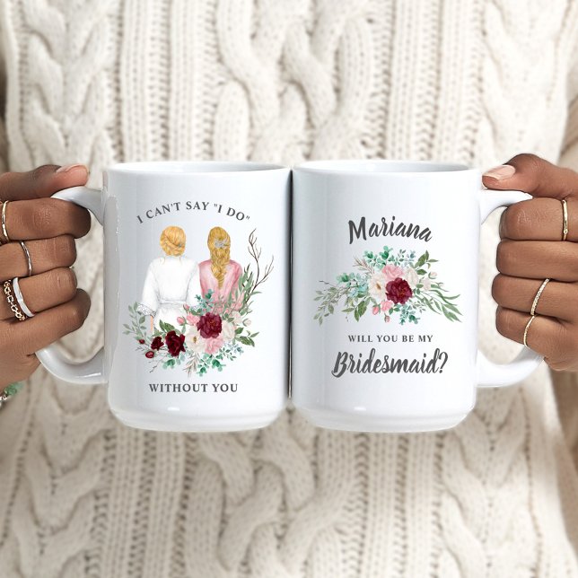 Vill du vara min brudtjänare? Flickor i Robes Blom Kaffemugg (Skapare uppladdad)