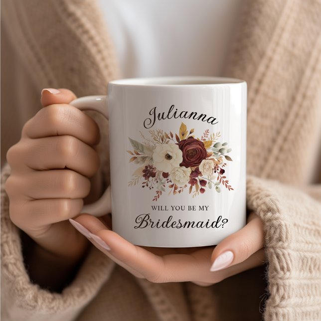 Vill du vara min brudtjänare? Höstblomma Kaffemugg (Skapare uppladdad)