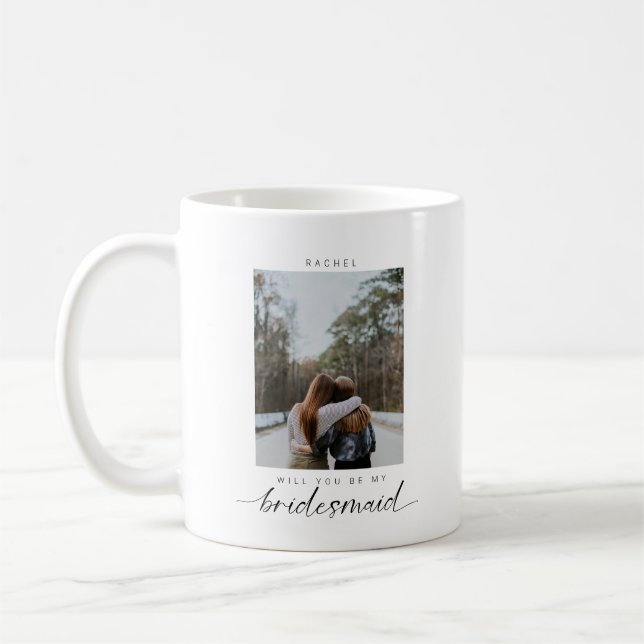 Vill du vara min brudtjänare Minimalistisk foto Mo Kaffemugg (Vänster)