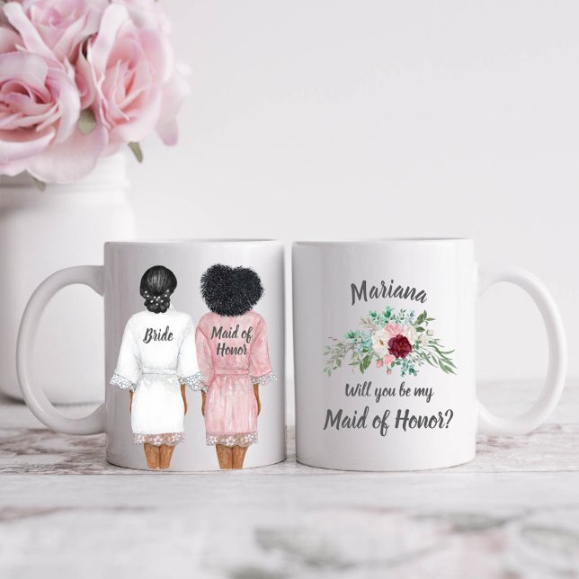 Vill du vara min brudtjänst? Flickor i morgonrocka Kaffemugg (Skapare uppladdad)