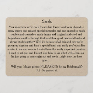 Vill du vara min brudtjänsteflicka? Anpassad textk Inbjudningar