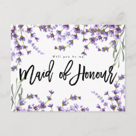 vill du vara min brudtjänsteflicka boho lavendel b meddelande vykort