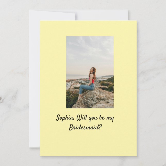 Vill du vara min brudtjänsteflicka foto elegant mo inbjudningar (Framsida)
