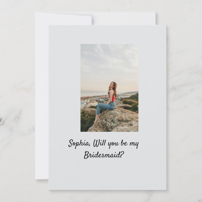 Vill du vara min brudtjänsteflicka foto elegant mo inbjudningar (Framsida)