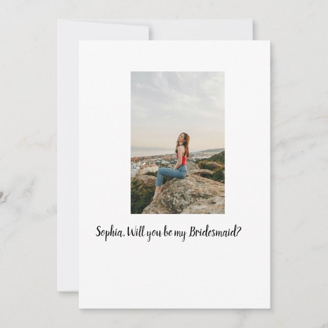 Vill du vara min brudtjänsteflicka foto elegant mo inbjudningar (Framsida)