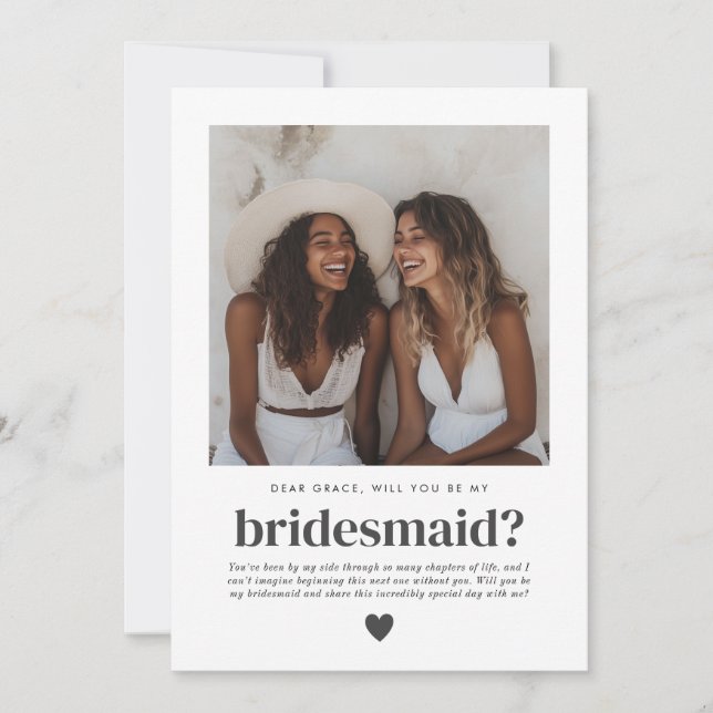 Vill du vara min brudtjänsteflicka Foto Förslag Inbjudningar (Framsida)