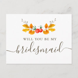 Vill du vara min brudtjänsteflicka. Höstbotanisk l Vykort