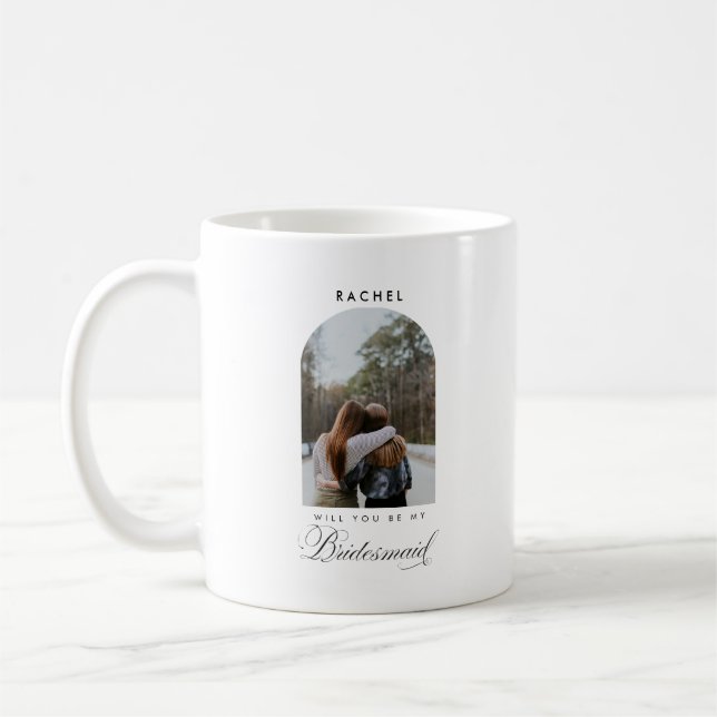 Vill du vara min brudtjänsteflicka Minimalistisk f Kaffemugg (Vänster)