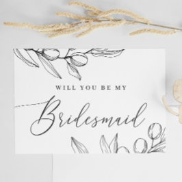 Vill du vara min brudtjänsteflicka | Oliv Elegant Vykort