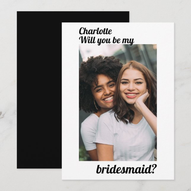 Vill du vara min brudtjänsteflicka Personlig foto Inbjudningar (Fram/baksida)