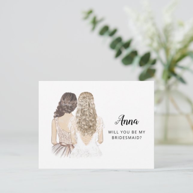 Vill du vara min brudtjänstekvinna Förslagskort Vykort (Stående Fram)