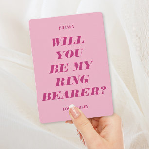 Vill du vara min ringbärare? Modern text rosa Inbjudningar